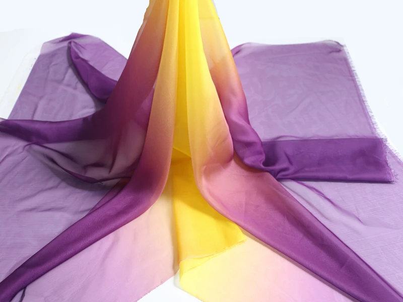 Ombre Chiffon 58'' breit nach Meter 30D Farbverlauf Chiffon transparenter Stoff Tanzschal Hochzeitsdekorationen transparent – Detail 16