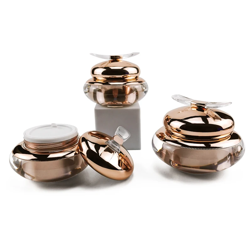 15g 30g 50g Refillable Acrylic Face Cream Jar Upscale Cosmetic Cream Containers Rose Gold Makeup Eyeshadow Jars Empty Bottles