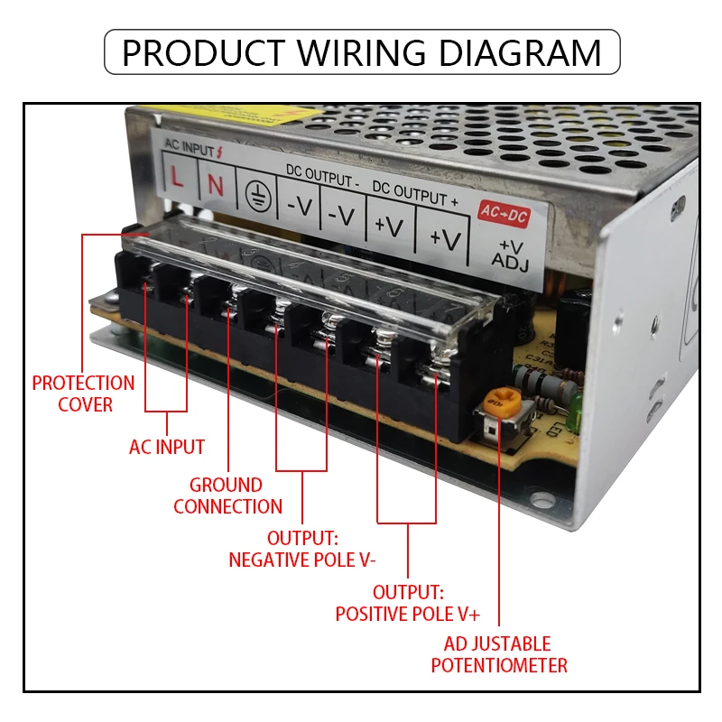 Imagem -06 - Fonte de Alimentação Led Interruptor Transformador Fonte de Alimentação Ws2812b Sk6812 Ws2813 Apa102 Led Strip Driver Adaptador Dc5v 20a Ac96v240v 100w