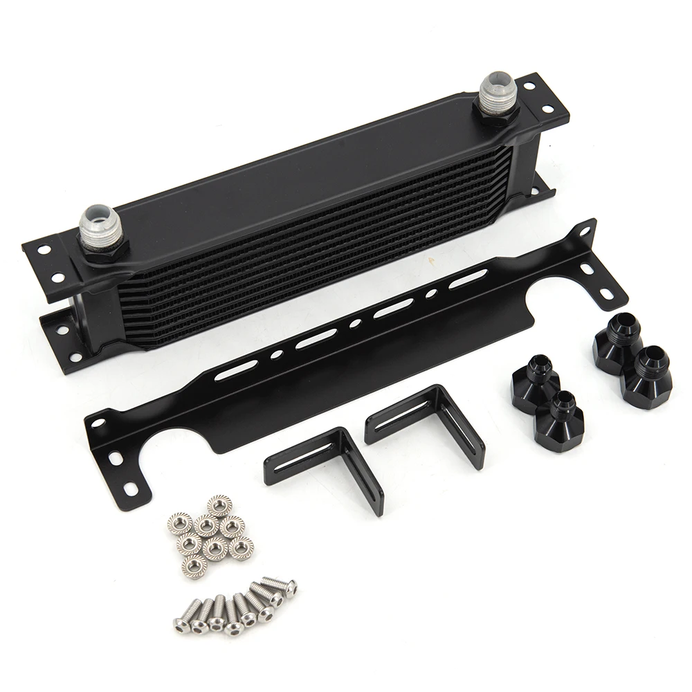 10 Rows Oil Cooler Kit AN10 M-Model Oil Cooler With Bracket And AN6 AN8 Adapter