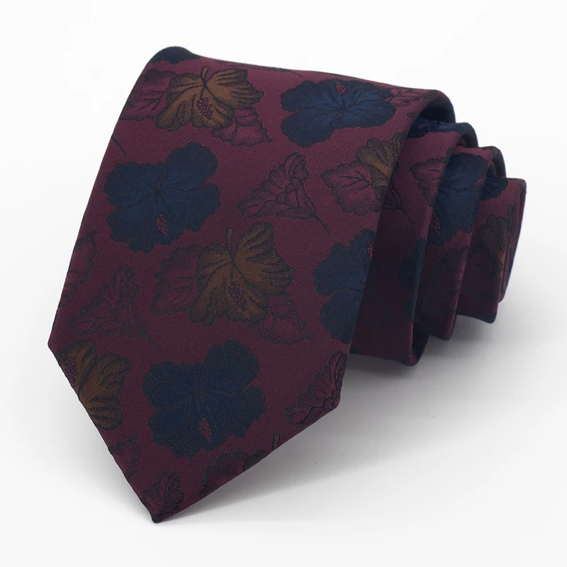 

High Quality Deep red floral pattern Men's Standard 8CM Tie Fashionable Shirt Accessories Business Banquet Hand knotting Tie