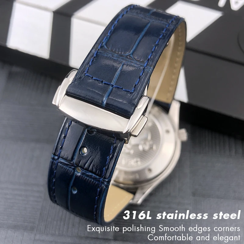 20mm 22mm Genuine Leather Watchband fit for Omega 007 Seamaster 300 AT150 Speedmaster DE VILLE 18mm 19mm 21mm Grain Watch Strap