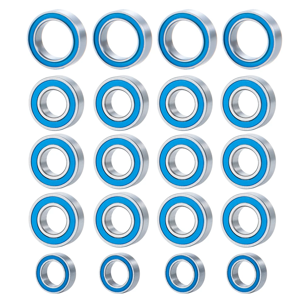 YEAHRUN 20Pcs Rubber Sealed Bearing Kit for Tamiya TT-01 TT01D TT01E TT02B TT01 Chassis 1/10 RC Car Upgrade Parts