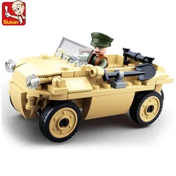 103PCS Military WW2 Amphibious Car Model Bricks Army Figures Troops Building Blocks Sets Educational Toys for Kids