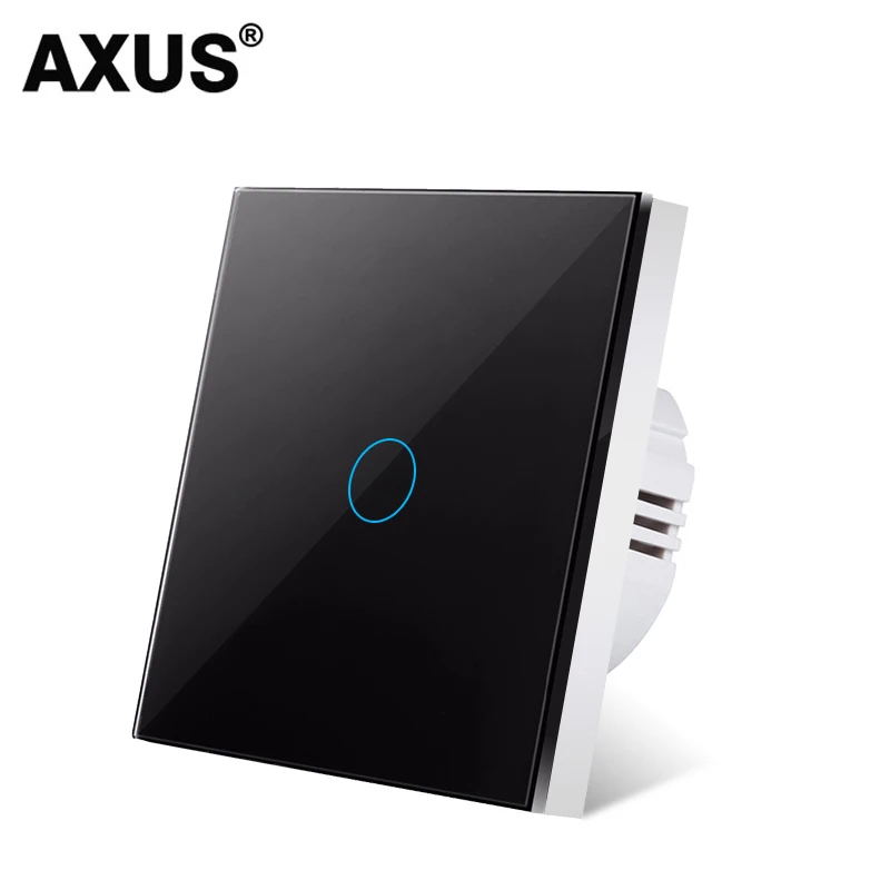 AXUS European AC100-240V Tempered Black White Crystal Glass Touch Switch Panel Wall Light Sensor Button 1/2/3 Gang 10A Interrupt