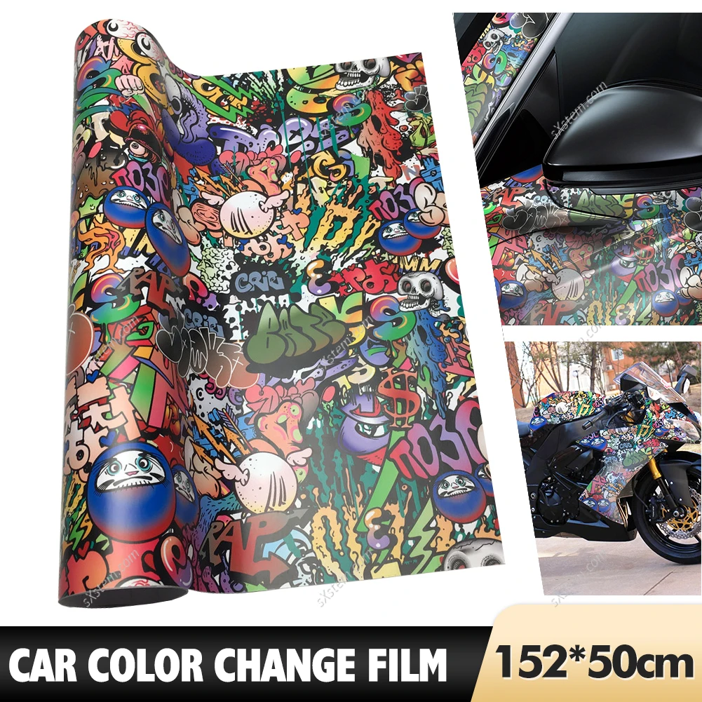 Car Sticker Bomb Vinyl Wrap Film Roll Graffiti Cartoon Car Wrapping Film Sticker Console Computer Laptop Skin Motorcycle