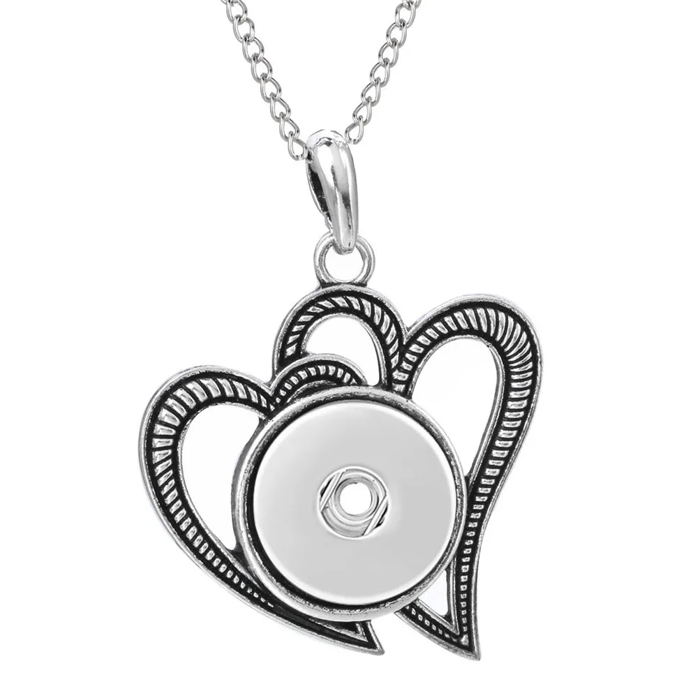 New Snap Jewelry Metal Wing Heart Tree Snap Button Necklace Fit DIY 18mm Snap Buttons Jewelry for Women Men Pendant Necklace