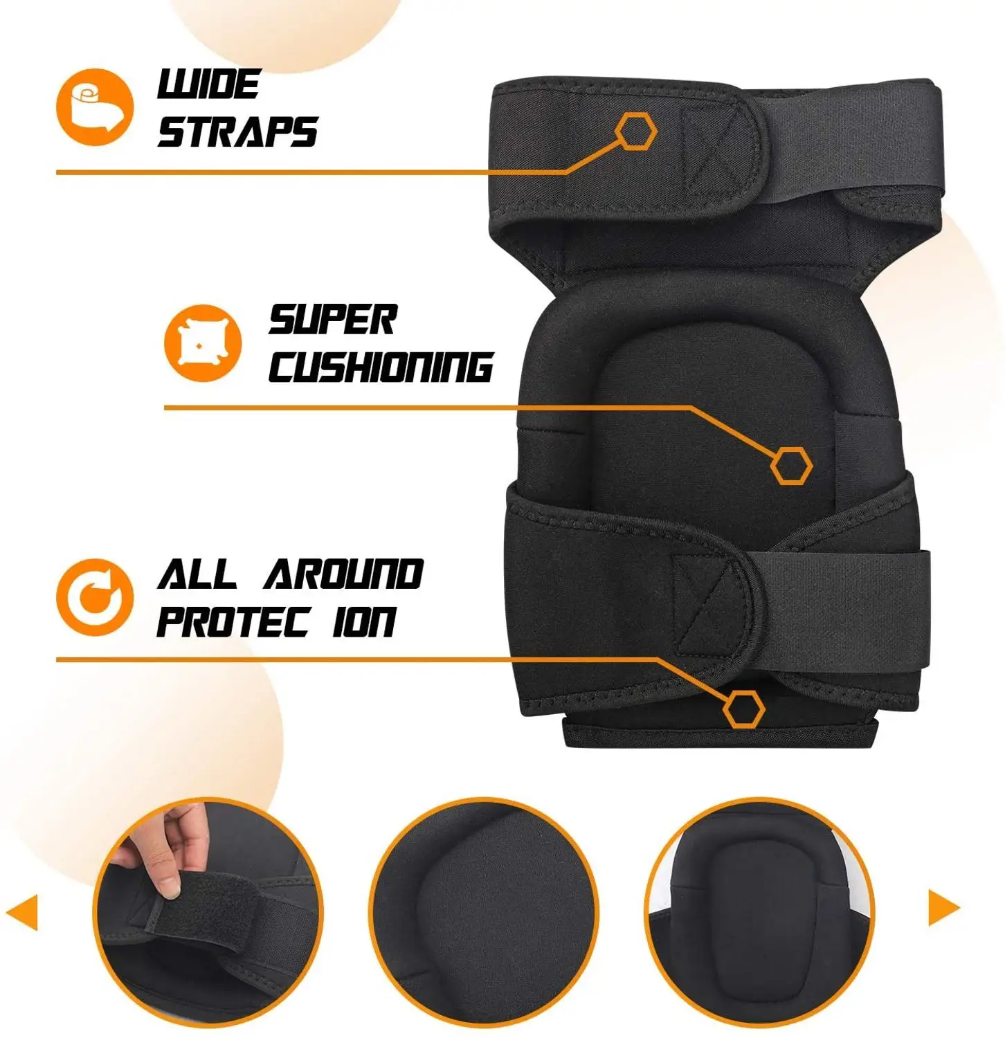 Knee Pads for Work with Heavy Duty Gel Cushion and Adjustable Non-Slip Velcro Straps Kneepads Perfect for Gardening, Flooring