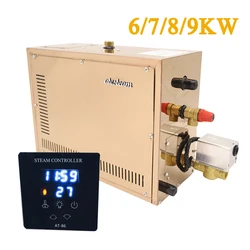 Generador de vapor automático de acero inoxidable, máquina de baño de vapor para sala de Spa, descalcificación automática, controlador Digital, 9kW