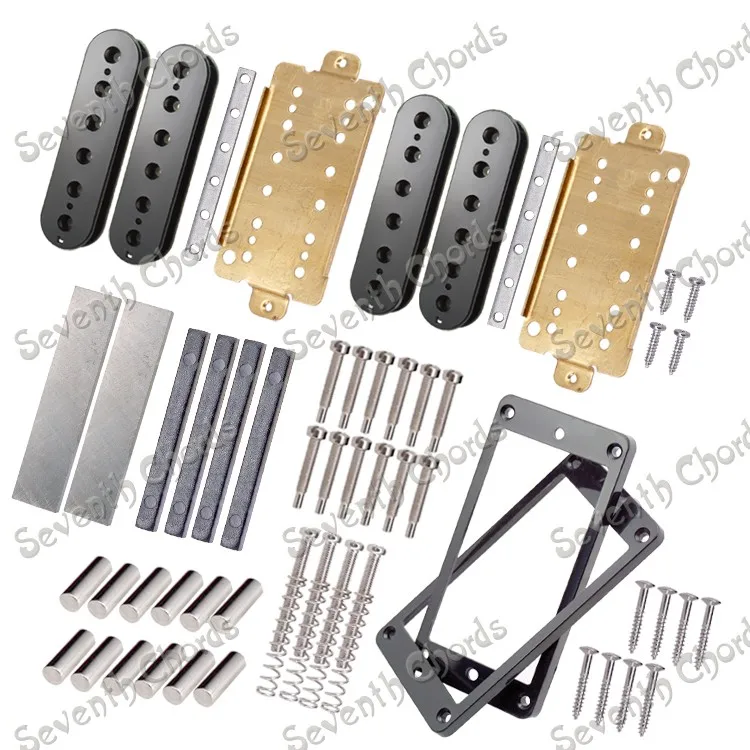 A Set magnetized Alnico 5 Bar Magnet Double coil Humbucker Pickup Kits Producing Accessories/Bobbin/Baseplate/Pole Slug