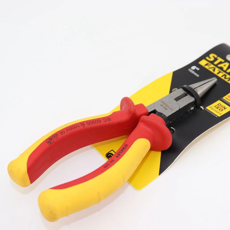 Stanley 1-pcs VDE 1000V Insulated Long Nose Pliers With Cutter 1000 Volt Electrical Hand Tools Electricians Work FatMax