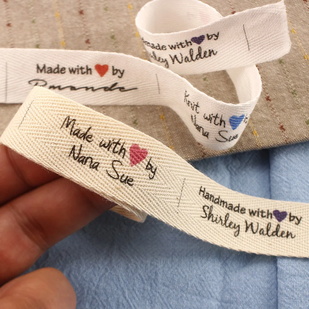 Cotton Twill Webbing Labels,Flat or Folded Labels,Tags for Knitted Things,Custom,Personalizada,Handmade Label,20mmX60mm