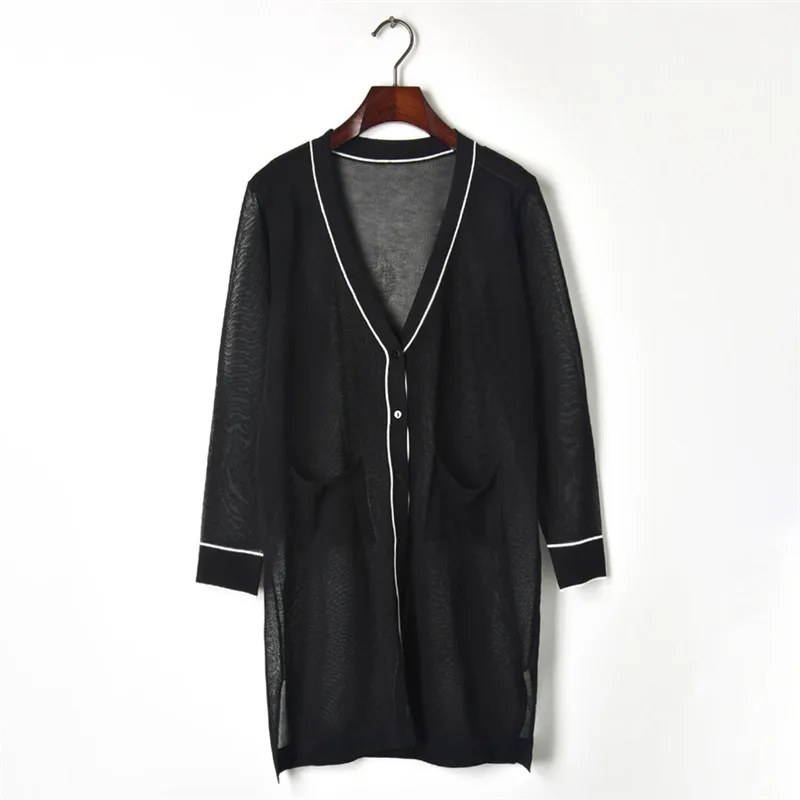 

Высококачественный тонкий свитер с длинным рукавом, солнцезащитные черные и белые кардиганы, 2019