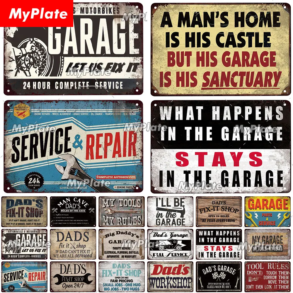 Plaque Le Garage de Papa Un Élément de Décoration Vintage pour Votre Maison