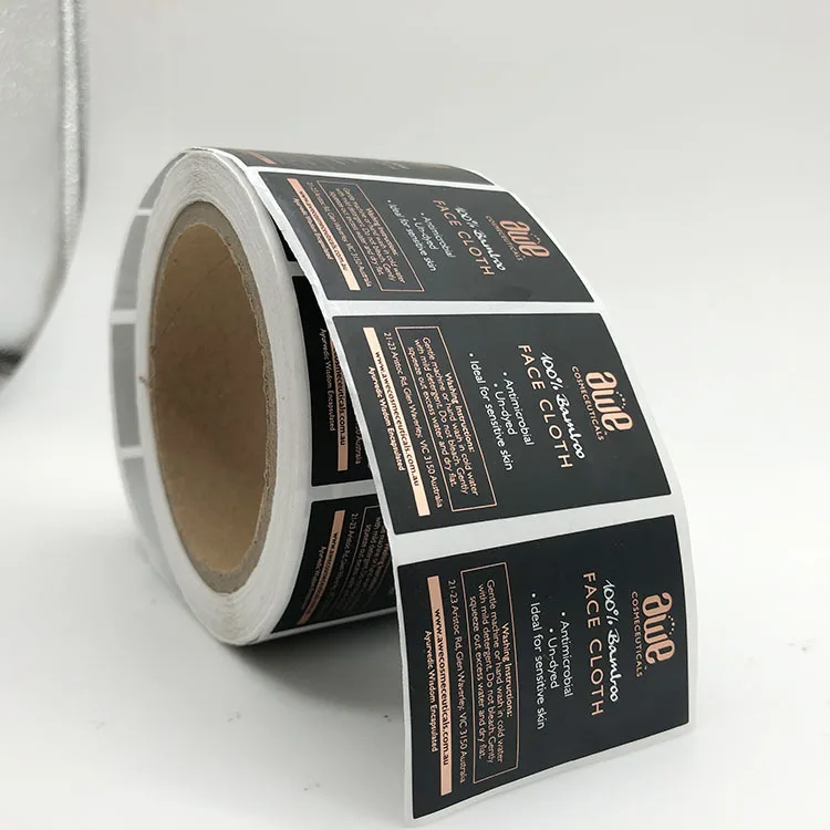 Custom Black Rectangle Matte Silver Package Adhesive Sticker Packing Silver Foil Label  for Bottle Jar Container Pot