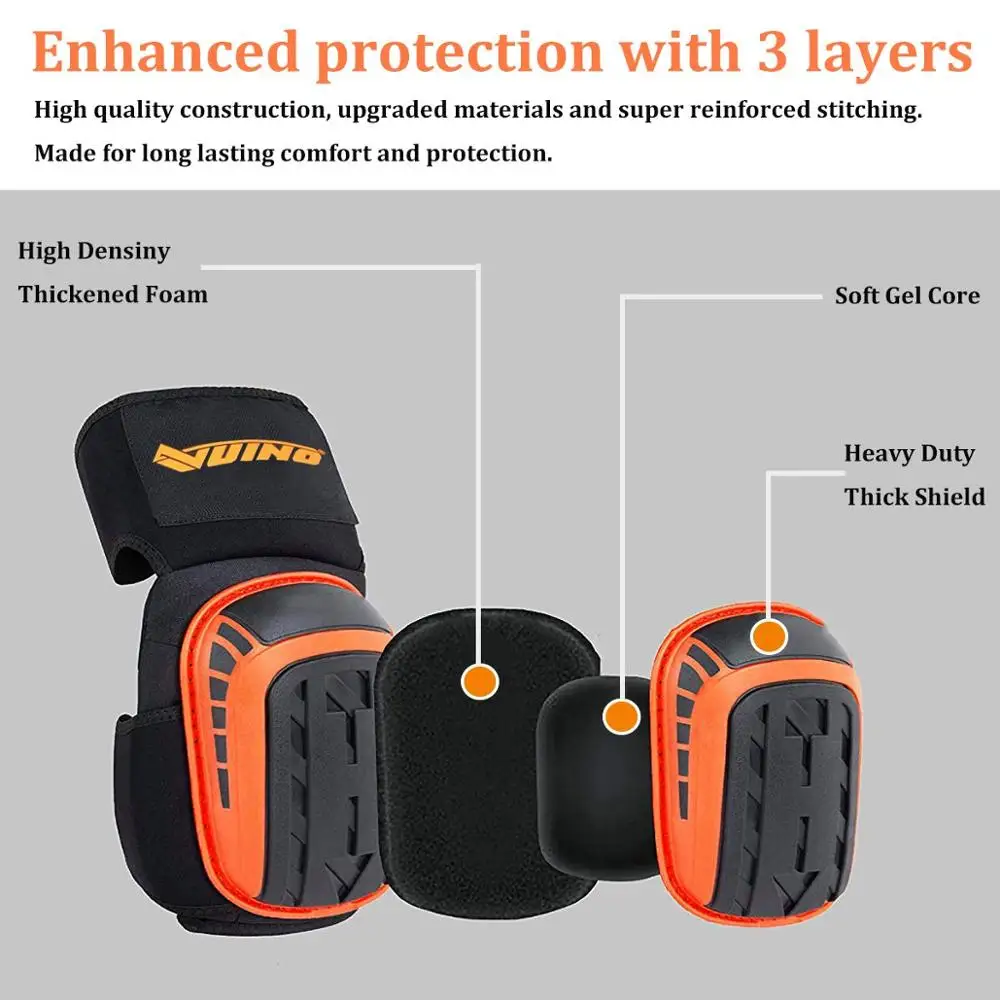 Heavy Duty Knee Pads for Work with Comfortable Gel Cushion Adjustable Straps and EVA Foam Padding for, Gardning, Cleaning,Tiling