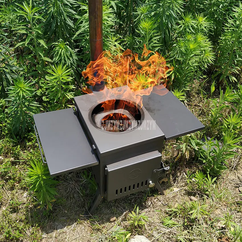 Outdoor Firewood Stove Portable Picnic Equipment Carbon Steel/Stainless Steel Camping BBQ Folding Foldable Cooking Stove M Size