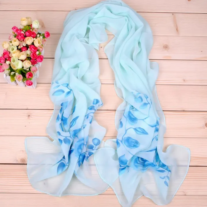 New Women Chiffon Silk Scarfs Fashion Spring Square Polyester Scarves Print Flowers Shawl Summer Shawls and Hijabs