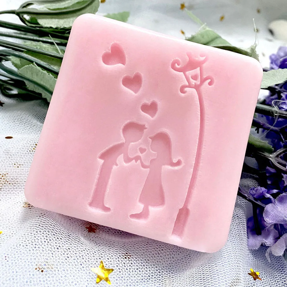 LOVE Word Valentine\'s Day Flower Cartoon Pattern Soap Stamp Handmade Making Soap Seal DIY Natural Transparent Resin Tools