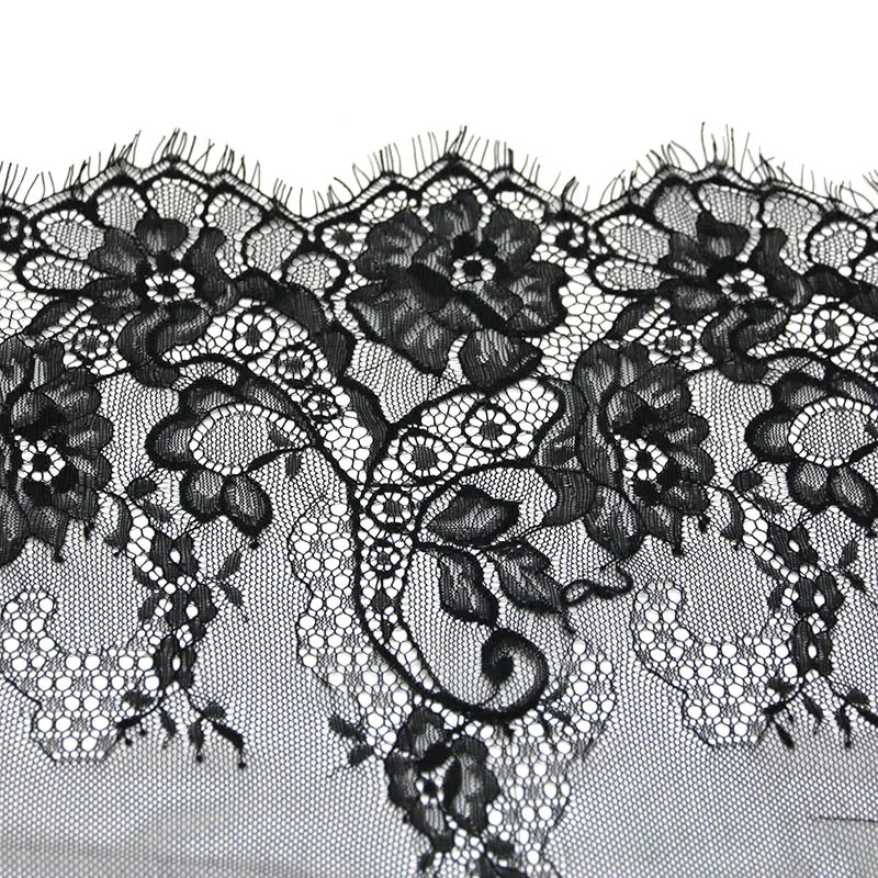 (3meters) 28cm Width Fashion High Quality Handmade DIY Black White Eyelash Lace Trimming fabric