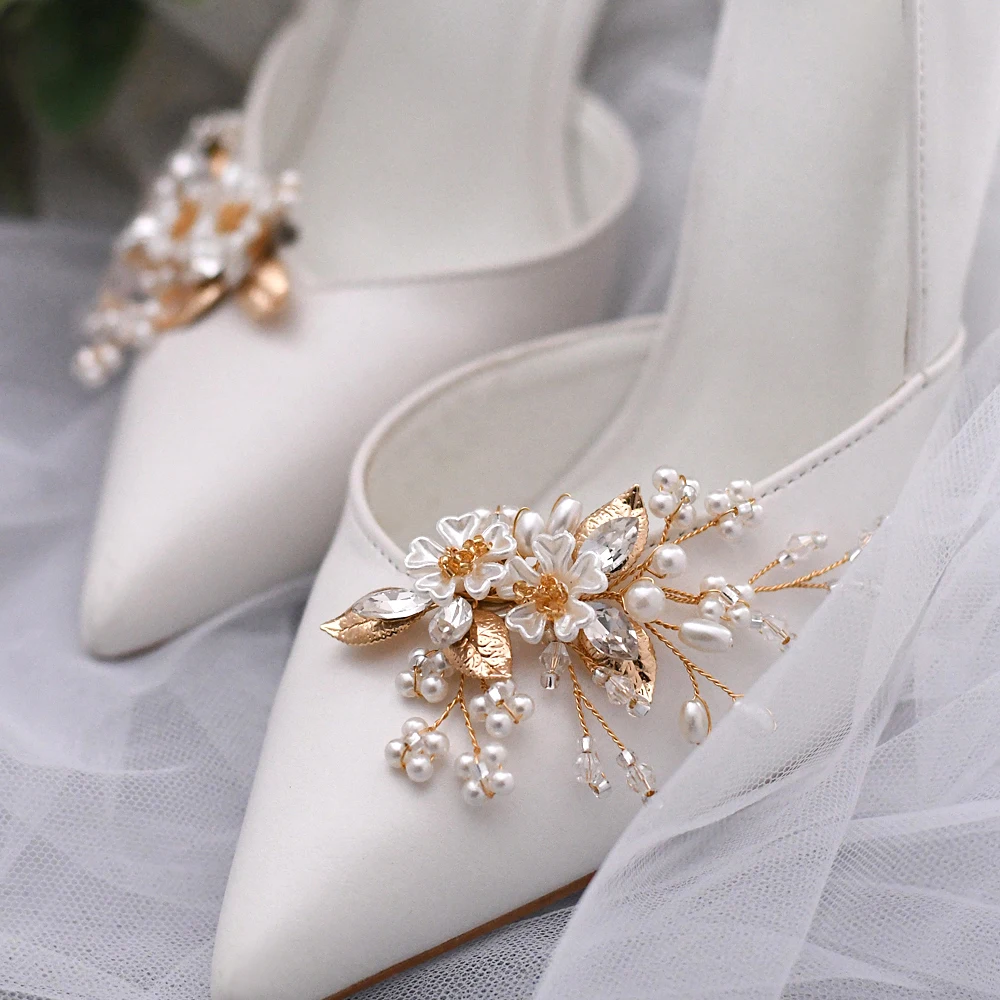 Clip de zapato decorativo de diamantes de imitación brillante hecho a mano, zapatos de boda nupciales dulces, hebilla de encanto de tacón alto, accesorios para zapatos