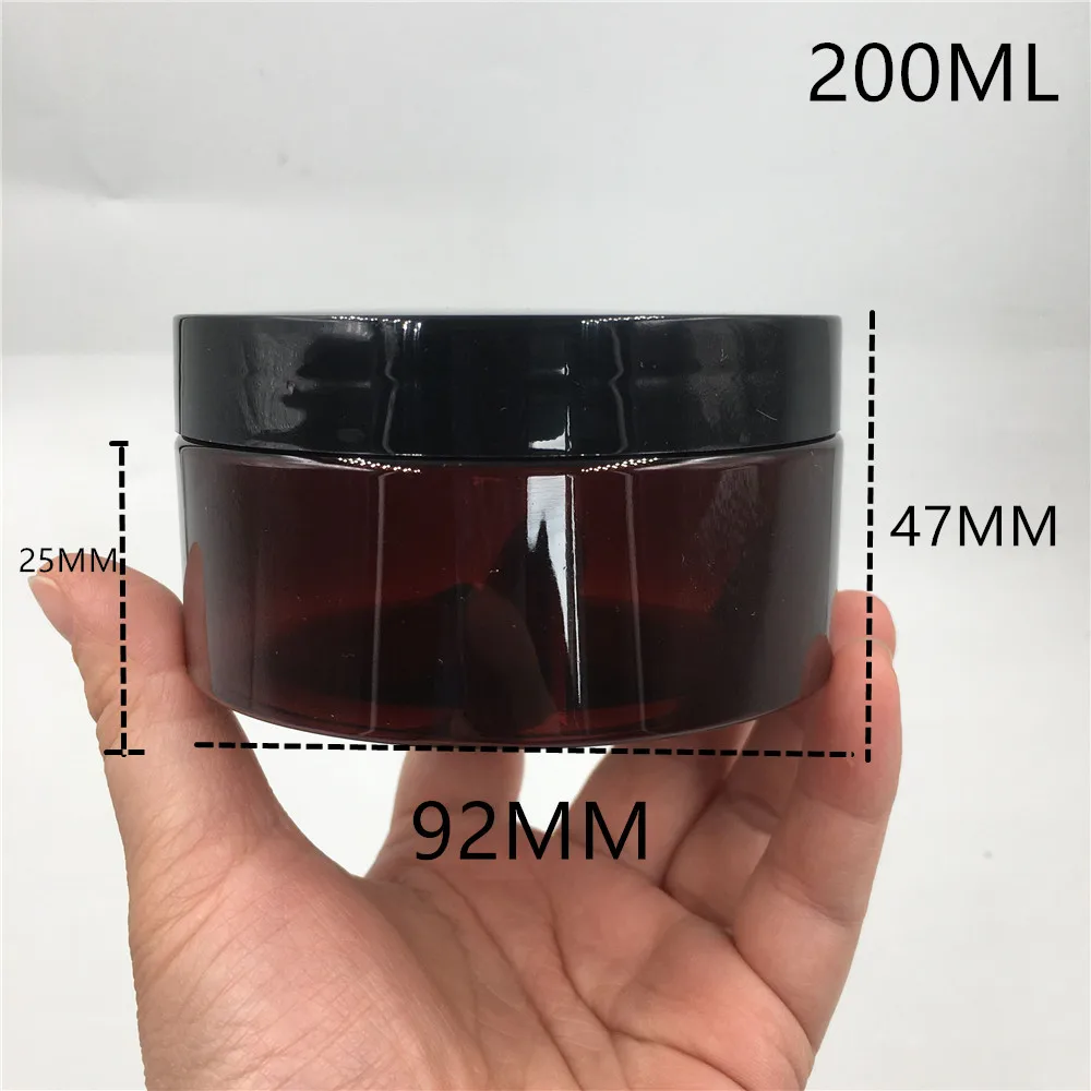 

30PCS 200ml Drown Plastic Empty Huarache Bottles jar with Black White Screw lid Cream Empty Cosmetic Containers