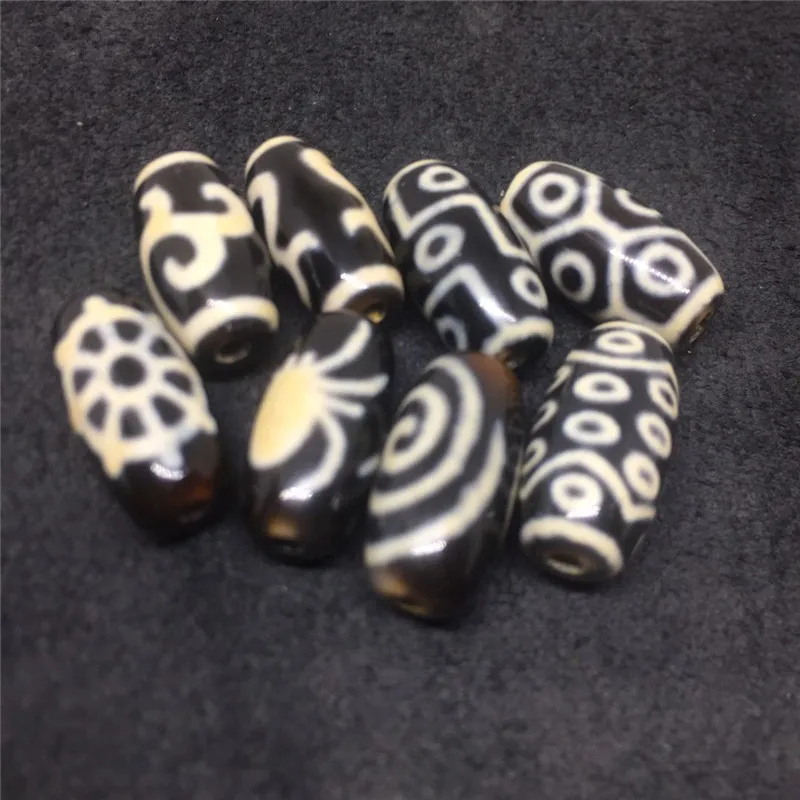 1pcs/lot Rare Patterns Spiral Spider 10mm*20mm Black Color Natural Agate Amulet Tibetan Dzi Beads for Bracelet DIY Jewelry