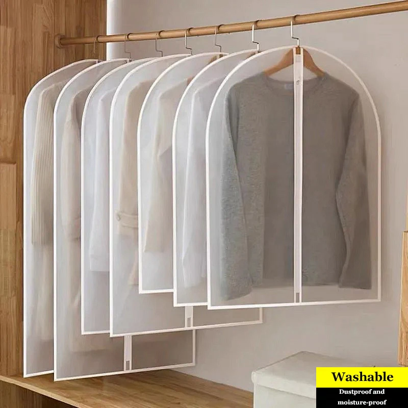 

5PCS Clothes Cover Transparent Wardrobe Clothing Protective Dust Cover Man Women Hanging Organizer Suit Coat Dress Storage Case