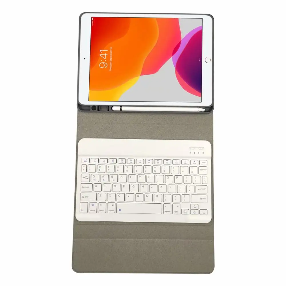 Funda para teclado con Portalápices para Ipad 7 2019, carcasa de cuero PU para IPad de 10,2 pulgadas, 2019, funda para teclado Bluetooth y bolígrafo