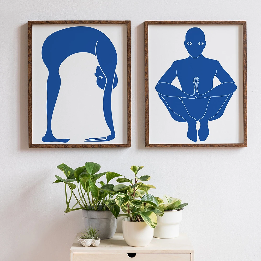 Home Exercise Gym Yoga Pose Health Poster Wall Art Minimalist Canvas Painting Abstract Picture for Modern Living Room Decoration