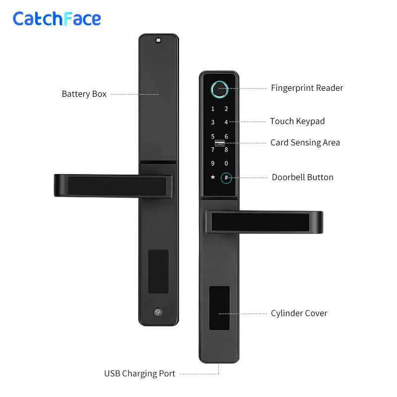 ttlock app waterproof  gate sliding electronic wireless remote control alexa wifi fingerprint security  smart door lock