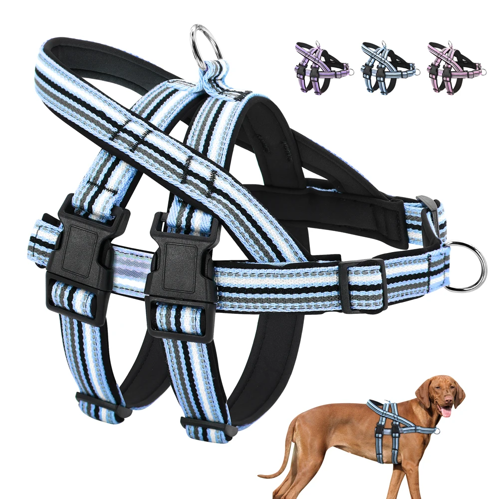 No Pull Reflective Nylon Dog Harness Adjustable Large Dog Harness Vest For Medium Large Dogs Pitbull Bulldog Walking Training