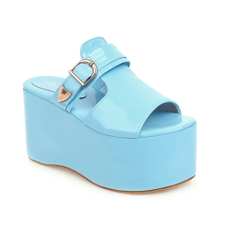 ASUMER Plus Size 34-43 New Platform Sandals Women Shoes Buckle Ultra Thick Sole Casual Street Ladies Shoes Blue Black