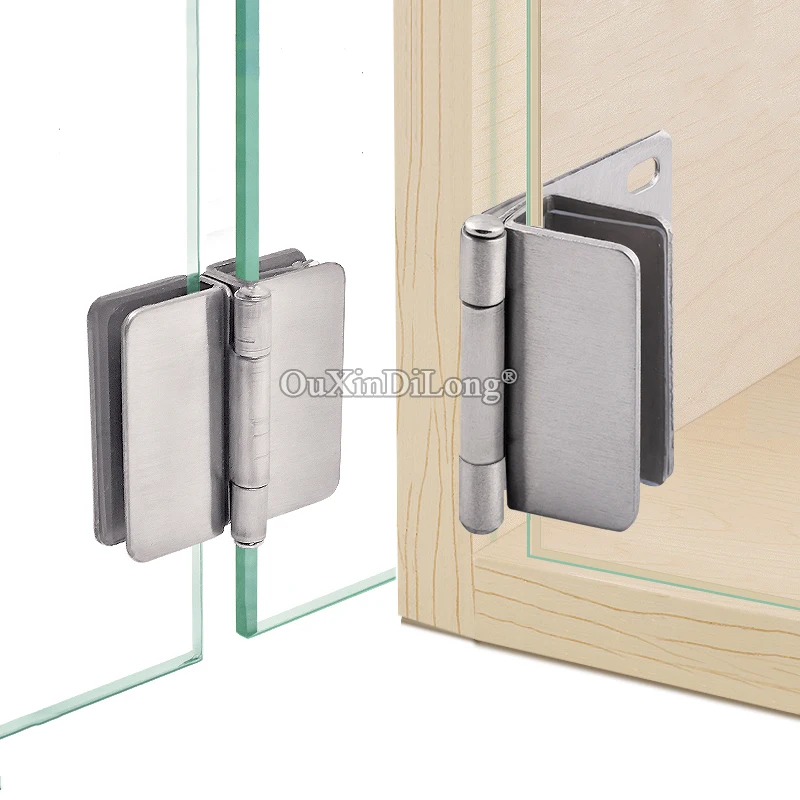 

2PCS Stainless Steel Glass Cabinet Hinges Shopping Mall Display Cabinet Door Hinges Showcase Cabinet Door Pivot Hinges Brushed