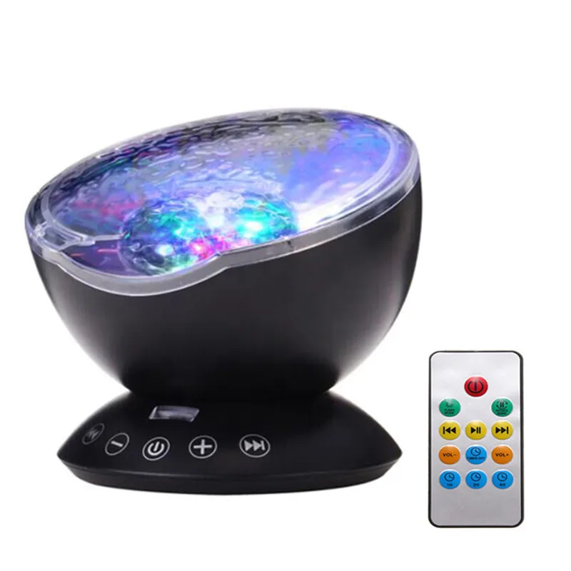 7Colors LED Night Light Starry Sky Remote Control Ocean Wave Projector with Mini Music Novelty baby lamp night lamp for kids