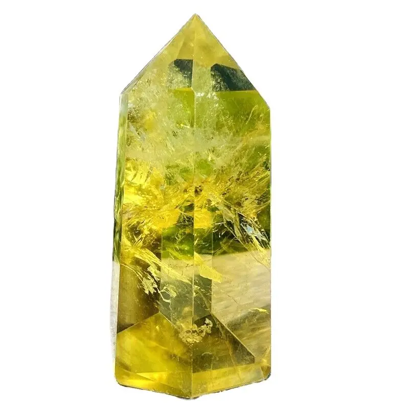 Natural Beautiful Yellow Crystal Obelisk Crystal Energy Column Reiki Healing