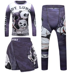 Koszulki bokserskie MMA BJJ Rashguard dla dzieci Baby Boy MMA koszulka kompresyjna zestaw sportowy Jiu Jusit topy spodnie dziecięce szorty MMA