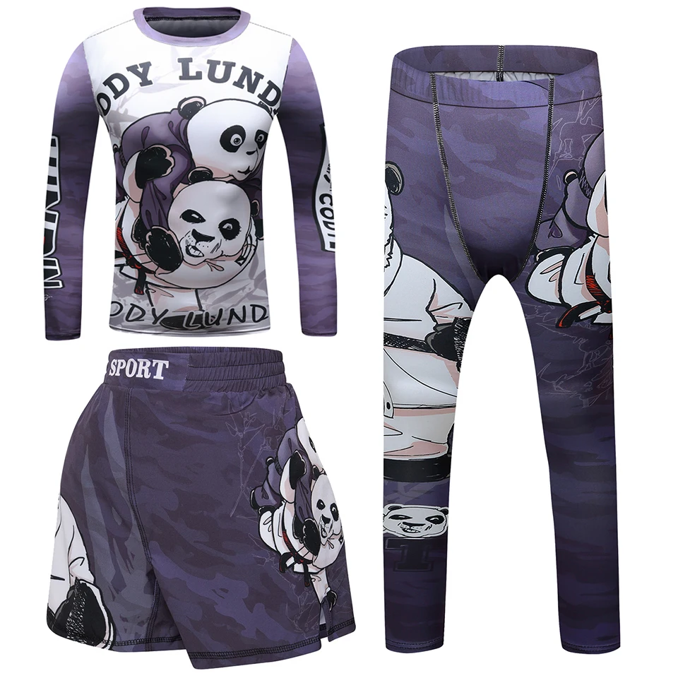 MMA Boxing Jerseys BJJ Rashguard For Kids Baby Boy MMA Compression T-shirt Sport Set Jiu Jusit Tops Trousers Children MMA Shorts