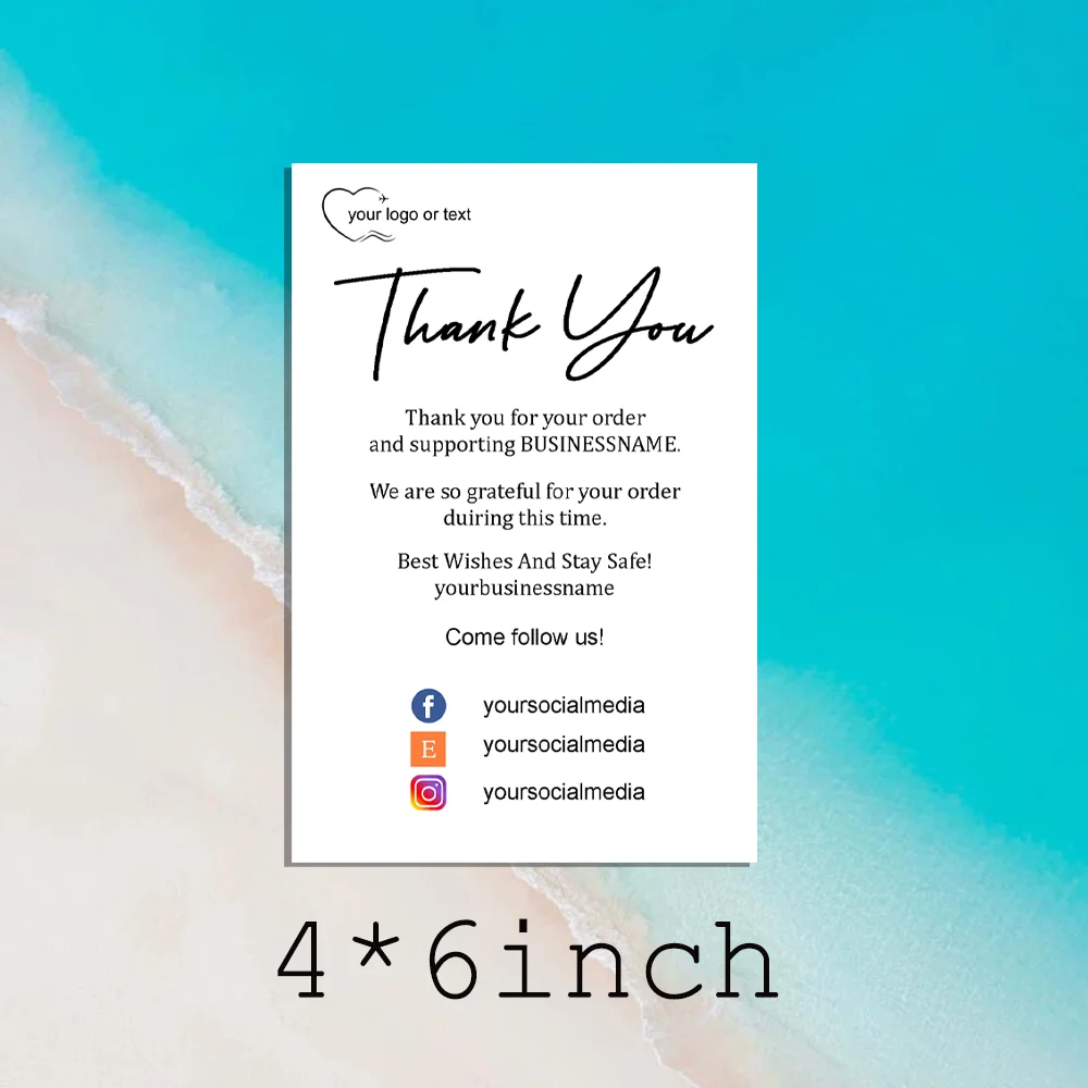 

Personalised Packaging Cards, Small Business Cards, Thank You for your Order, DIY