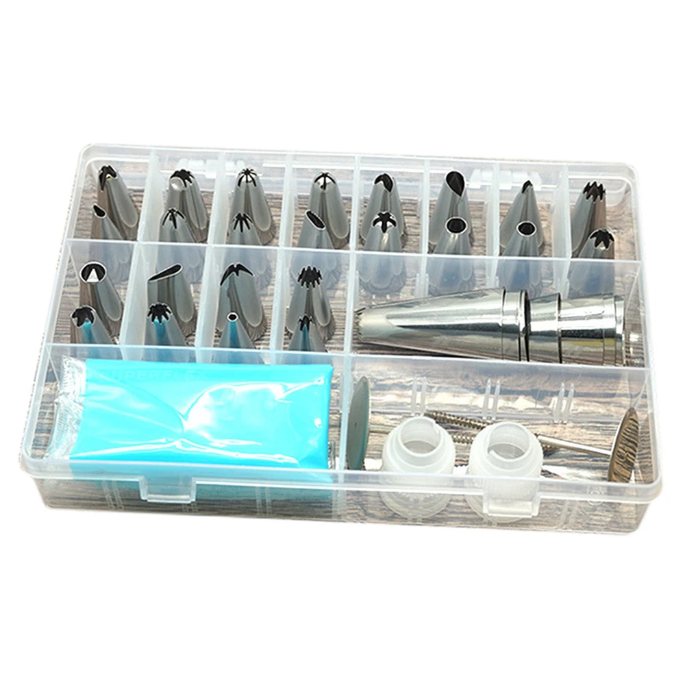 Stainless Steel Pastry Set Nozzles Small and Big Nozzle Converter Cream Bag Cake Decorating Tips Tools DIY Baking Supplies