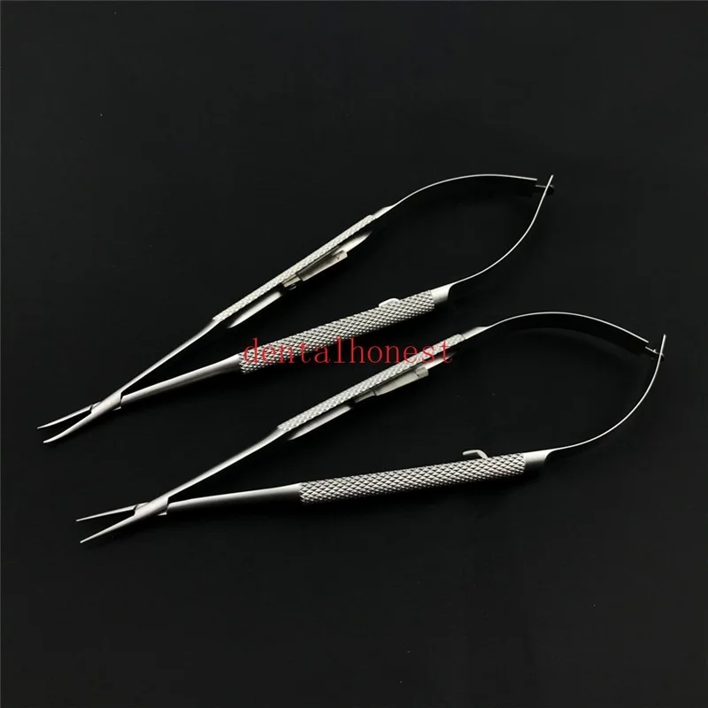 Dental Orthodontic Castroviejo Needle Holders 18/16/14/12.5cm Straight /Curved Head Ophthalmic Eye instrument