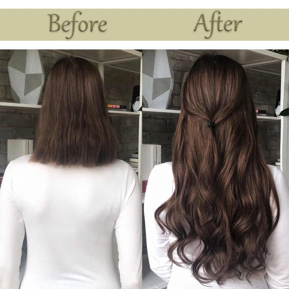 NICESY 16 pinzas, extensión de cabello sintético rizado de 24 pulgadas, postizo resistente al calor, con pinzas, en ombre negro, marrón y rubio para mujer 4