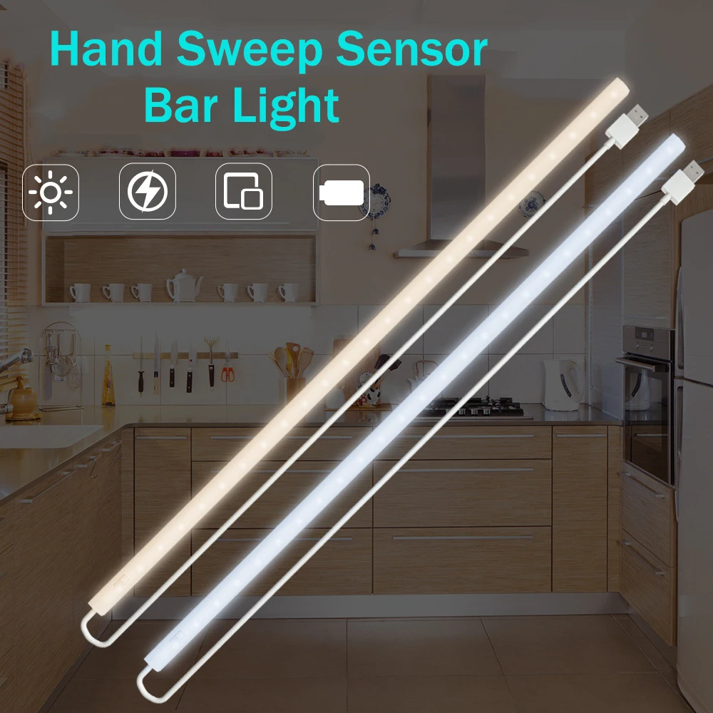 

USB Powered LED Under Cabinet Light DC5V Hand Sweep Sensor LED Bar Light Wall Lamp Smart Closet Wardrobe Kitchen Night Lamp