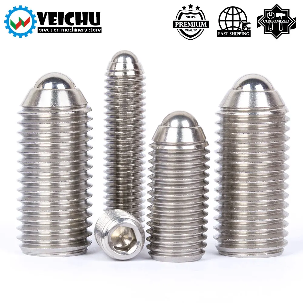 VCN414-SS All Satinless Steel Spring Ball Plungers And Internal Hexgon Roller Ball Thread Bolt Screw For Locating