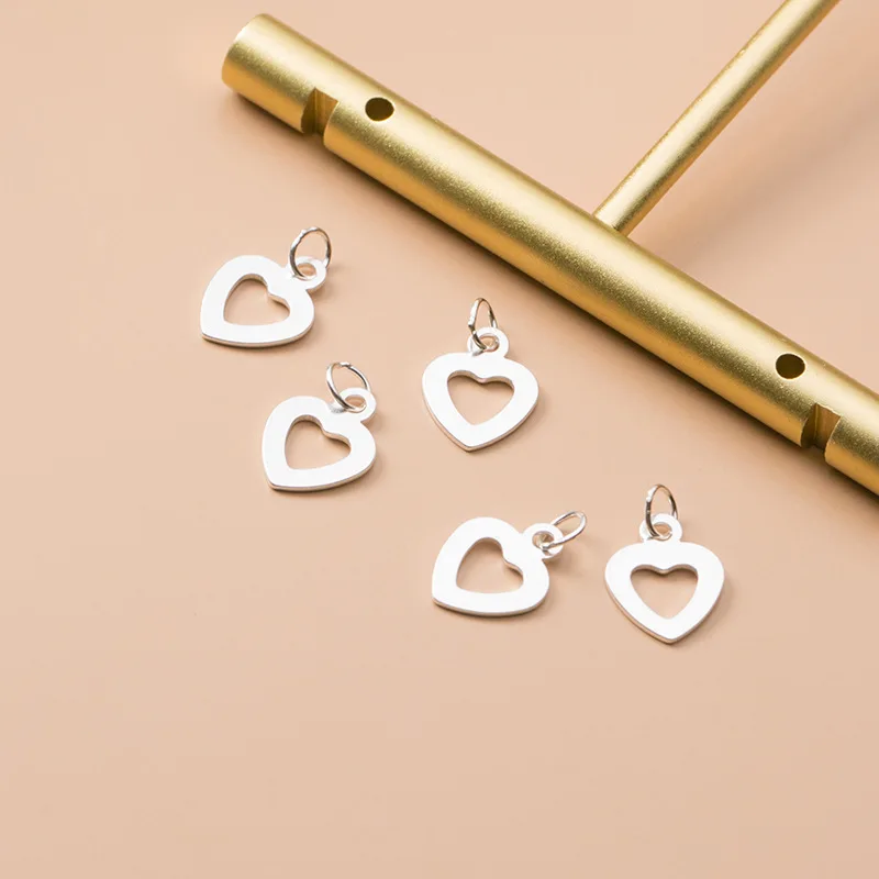 1pc 925 Sterling Silver Sweet Heart Dangler Charms Entire S925 Silver Fancy Women Necklace Hearts Pendants DIY Jewelry Findings