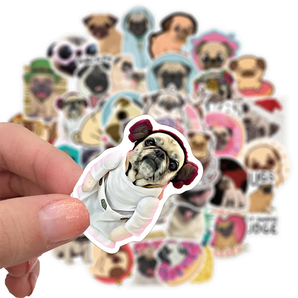 50pcs Pug Dog Stickers For Notebooks Computer Stationery Cute Kawaii Stickers Aesthetic Scrapbooking Material Craft Supplies