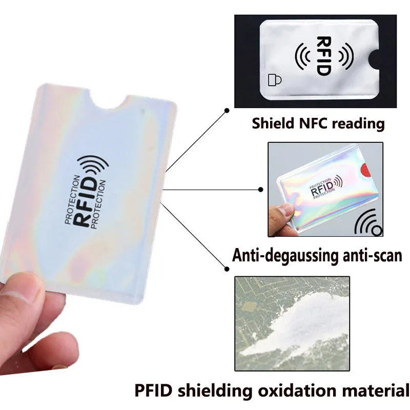 アルミニウムアンチRFIDウォレット,2または5個,ロックカードホルダー,IDカードホルダー,6.3x9.1cm