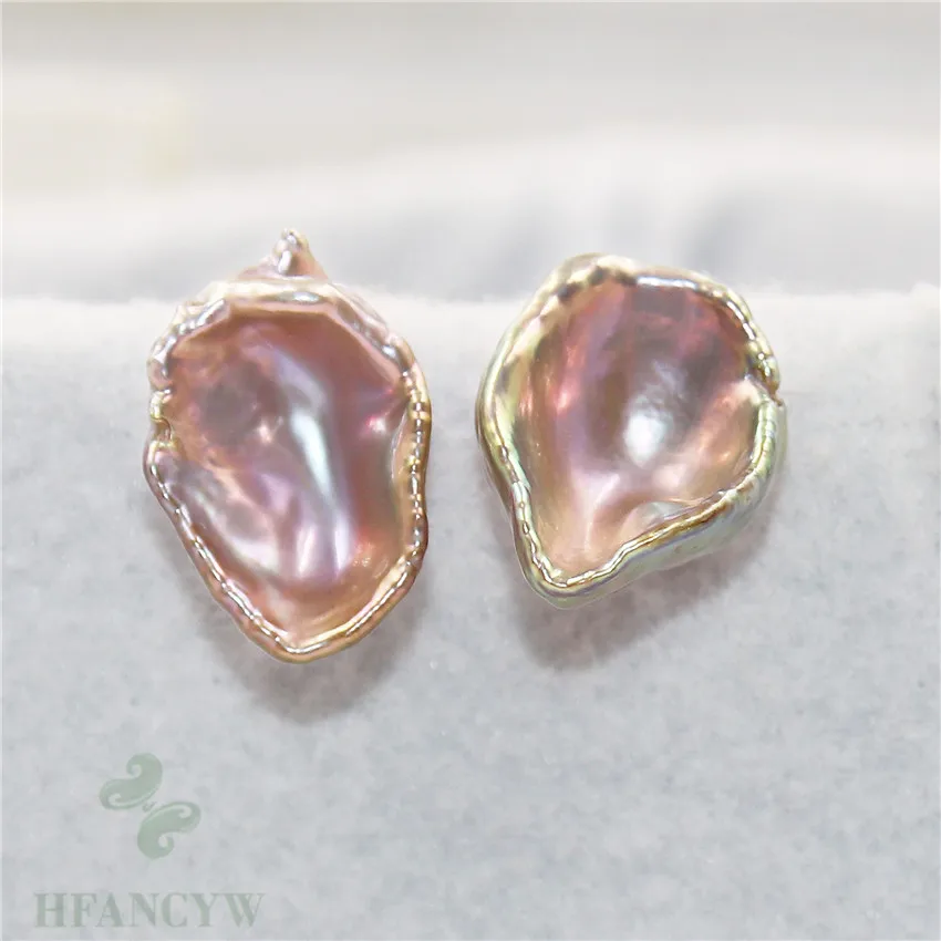 

13-18mm Pink Baroque Pearl Earrings 18k Ear Stud Cultured Gift AAA Real Women