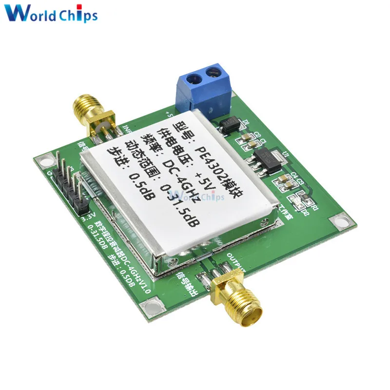 PE4302 Digital RF Step Attenuator Module RF High Linearity DC 4ghz 0-31.5db 0.5dB Stepping High Frequency 5V DC High Linearity