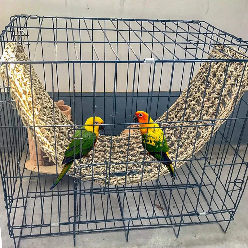 Bird Toy Seagrass Mat Natural Grass Woven Net Hammock Ladder Chew Toys for Lovebird Cockatiel Conure Budgie Cockatoo Supplies